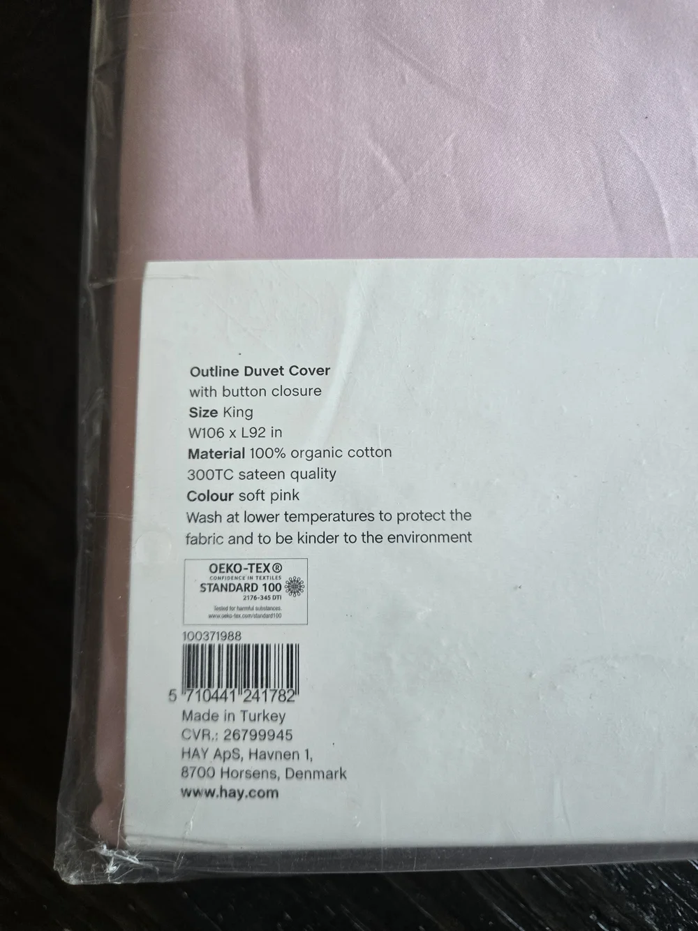 Outline Organic Cotton Duvet Cover in Light Pink